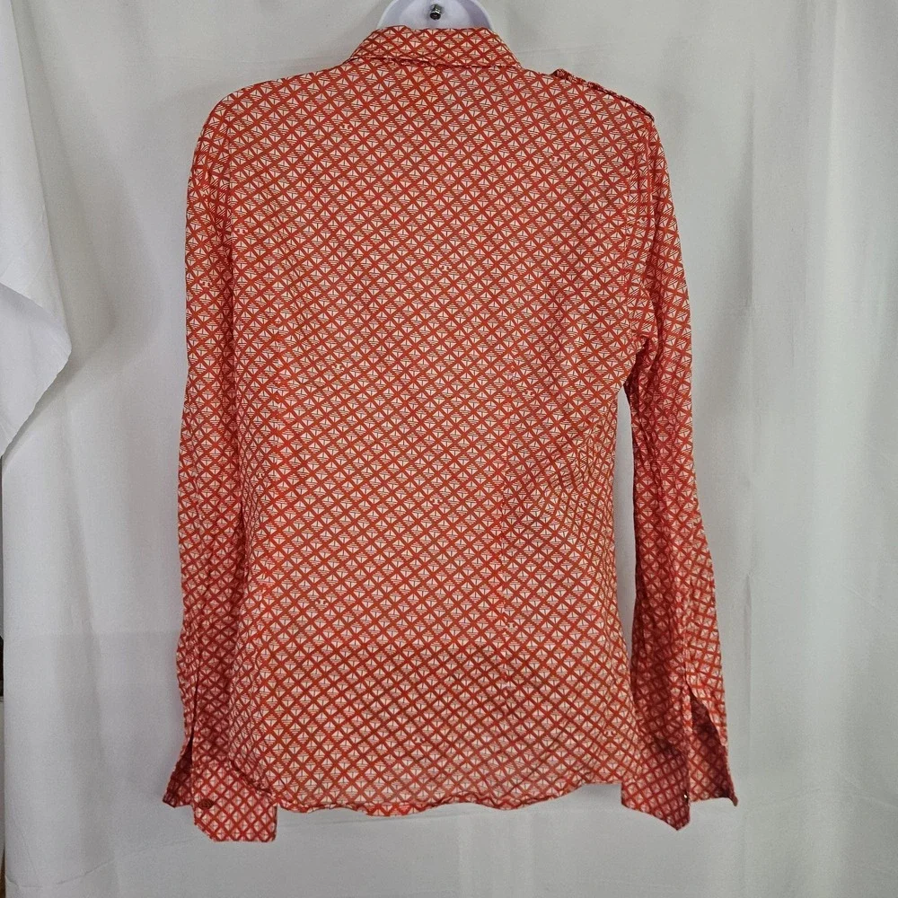 Tory Burch Abstract Design Shirt Blouse Lightweight Red White Womens‎ Sz 10